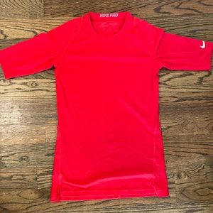 Red Nike Pro Compression Shirt